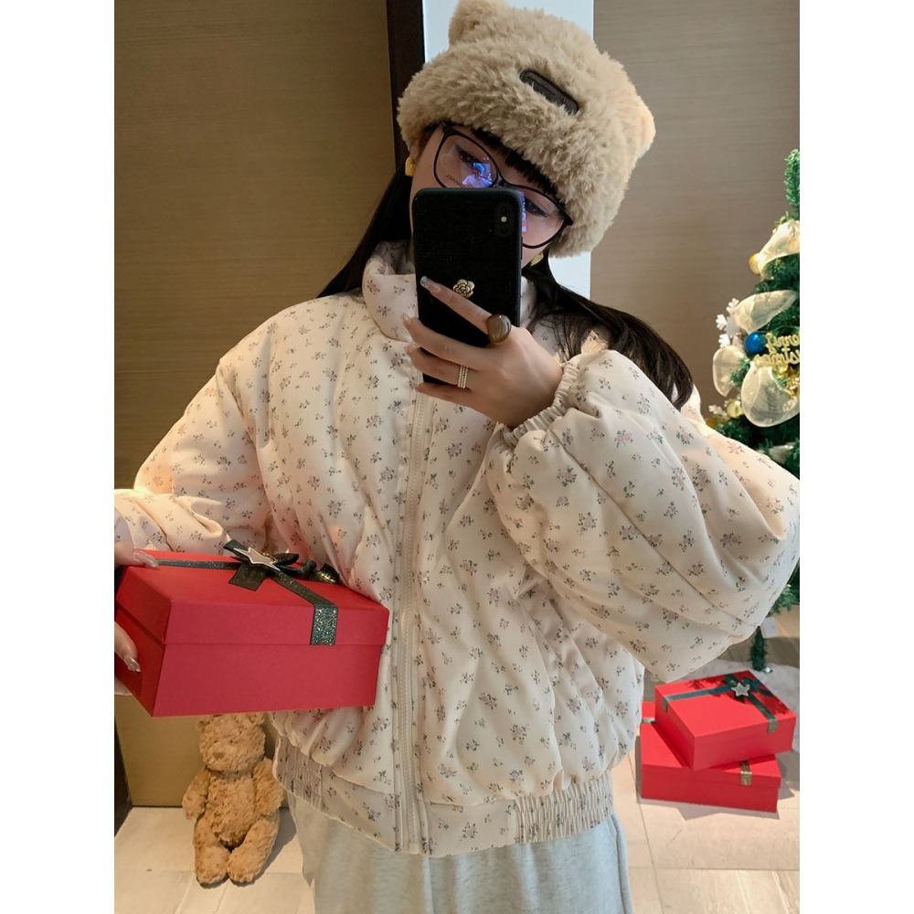 小碎花短款鴨絨外套-細節圖2