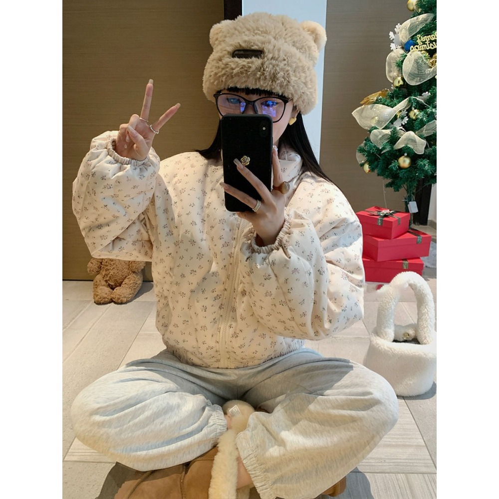 小碎花短款鴨絨外套-細節圖3