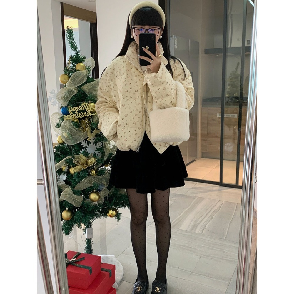 小碎花澎澎鴨絨外套-細節圖2