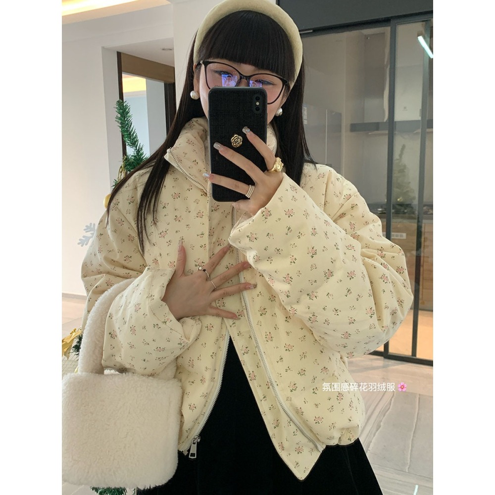 小碎花澎澎鴨絨外套-細節圖3