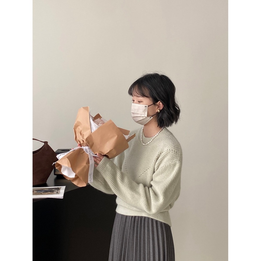 後綁帶針織短毛衣-細節圖2