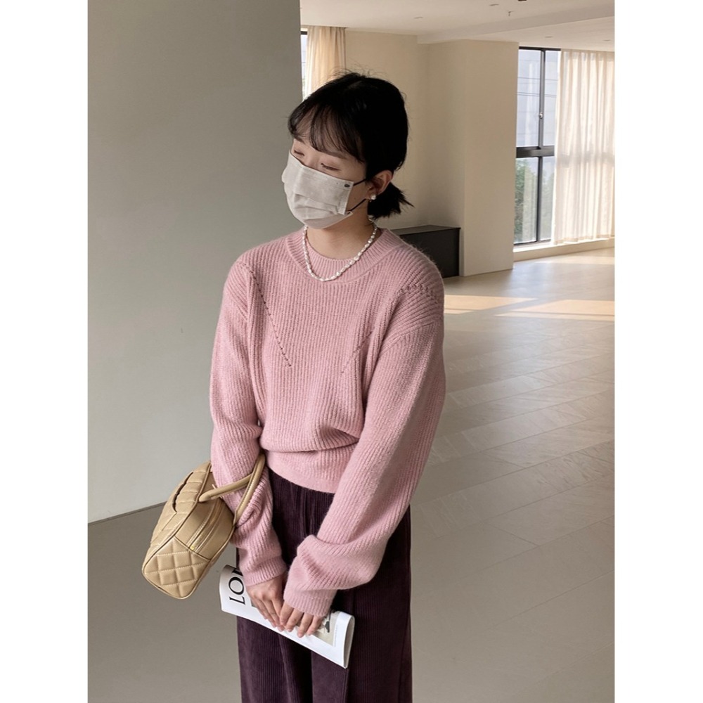 後綁帶針織短毛衣-細節圖4