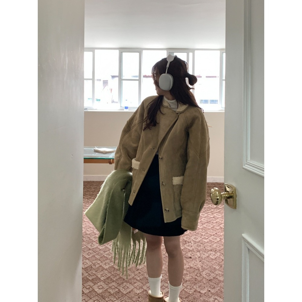 麂皮羔羊機車外套-細節圖2