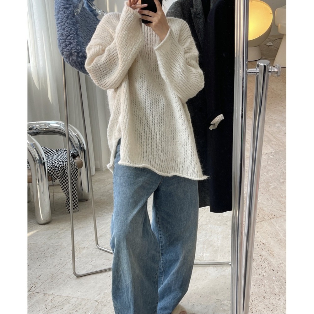 奶油粗針織毛衣-細節圖2