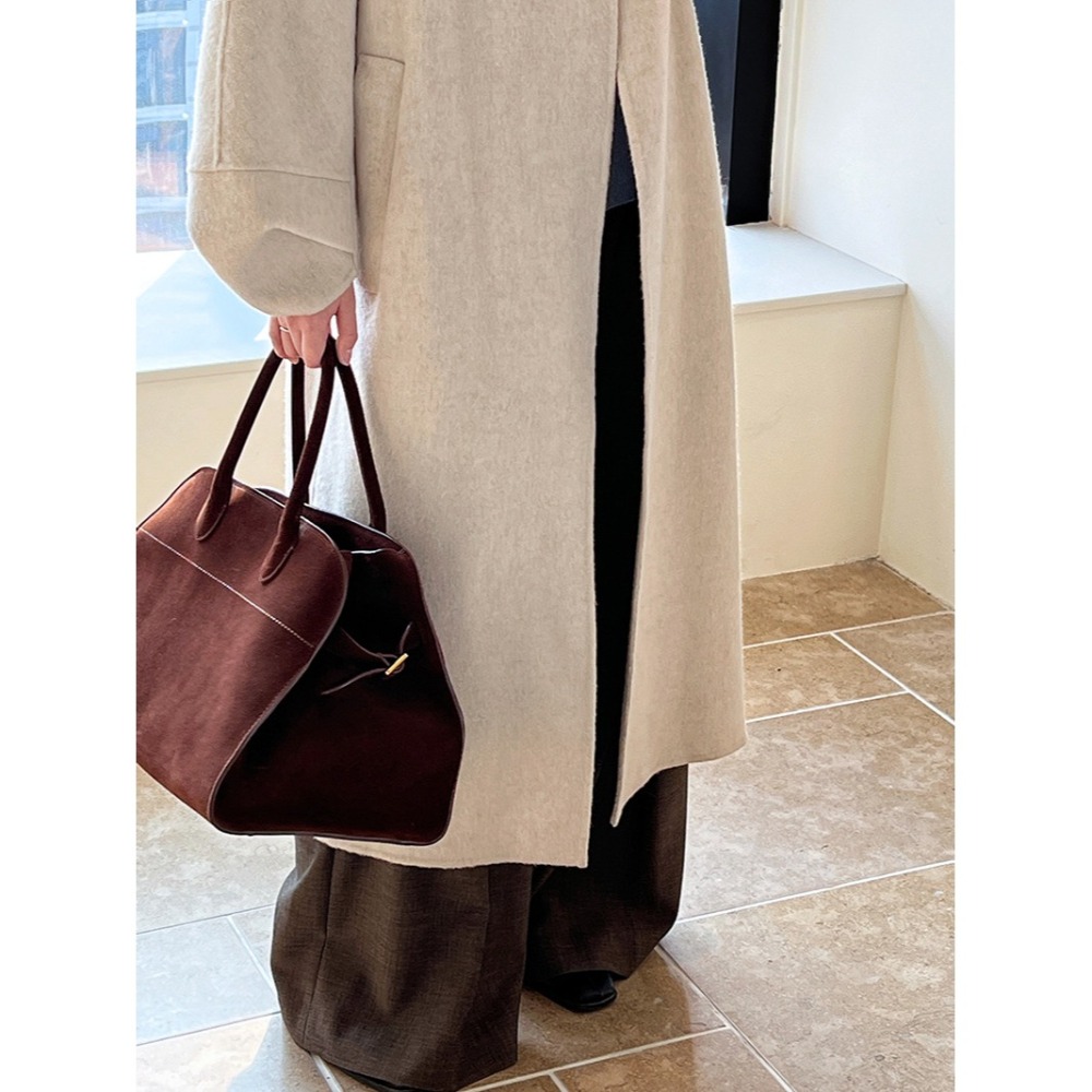 日系繭型羊毛大衣-細節圖4