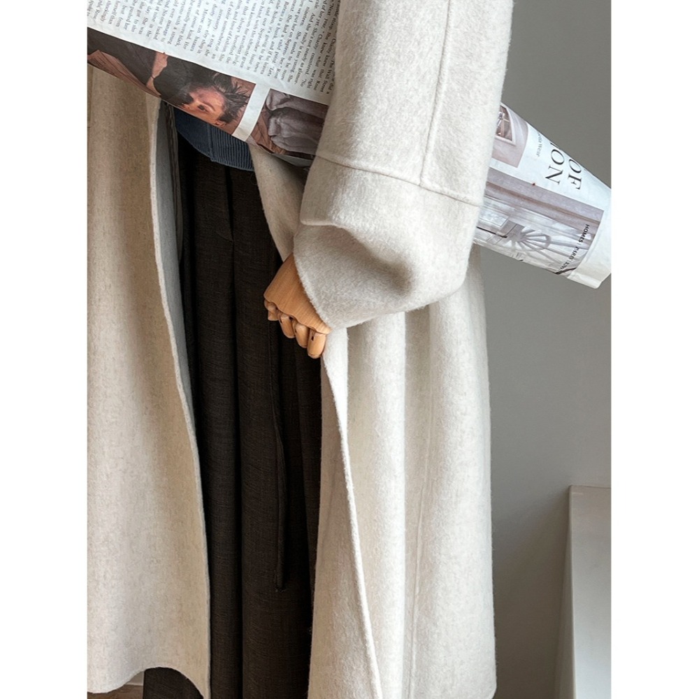 日系繭型羊毛大衣-細節圖5