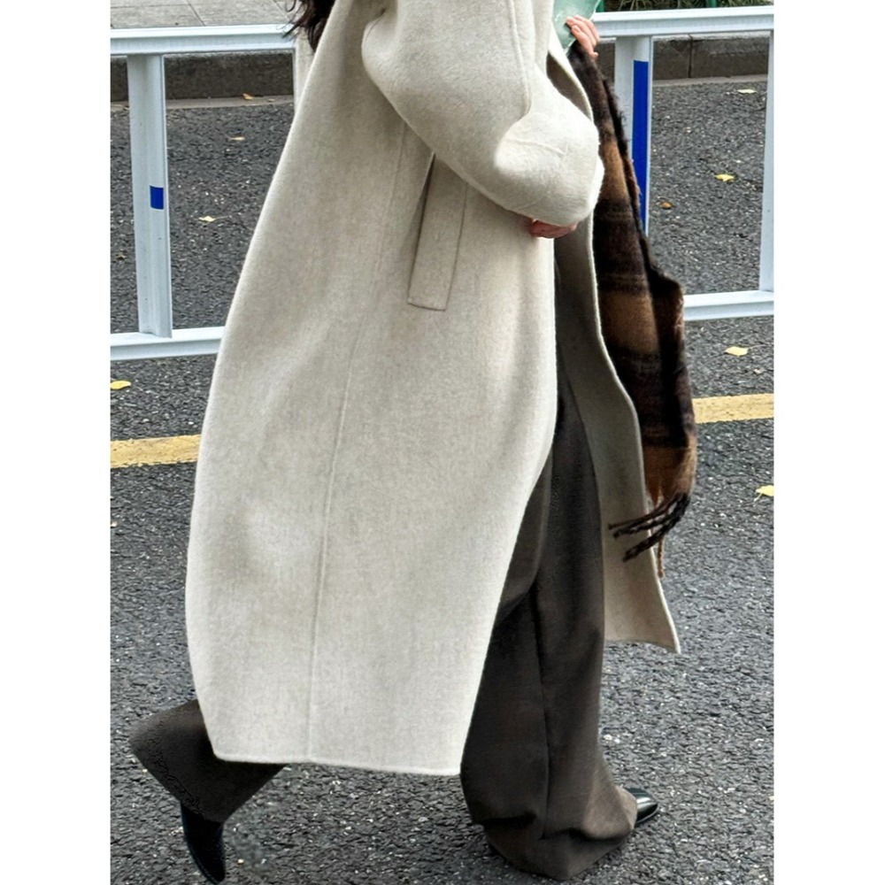 日系繭型羊毛大衣-細節圖6