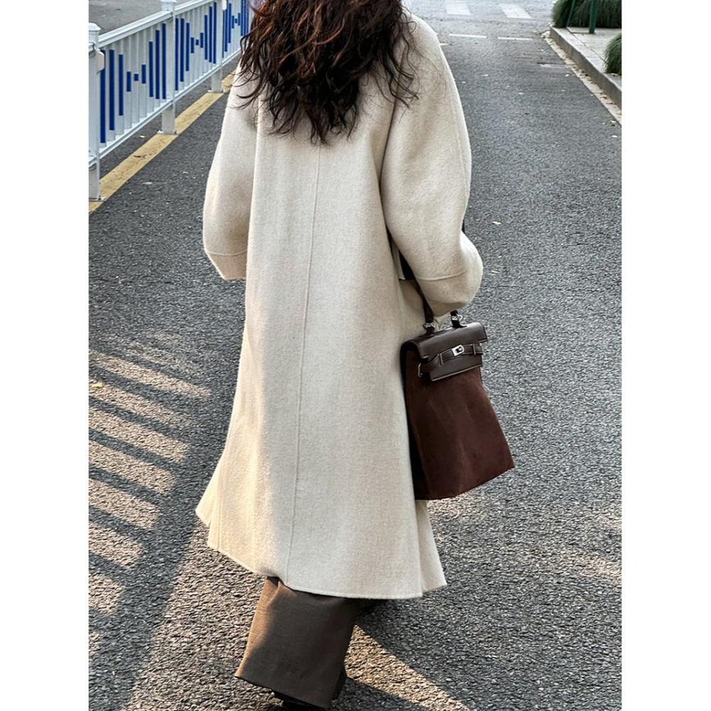 日系繭型羊毛大衣-細節圖8