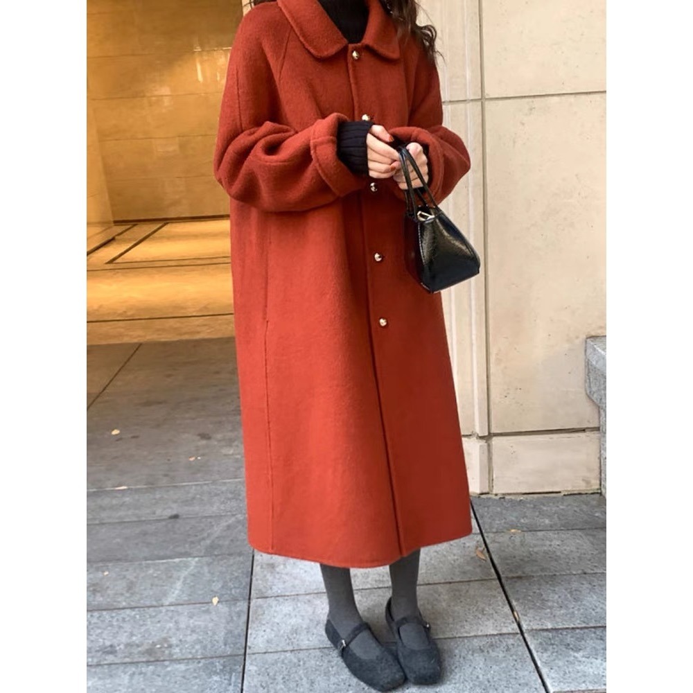 復古金釦羊毛大衣-細節圖2