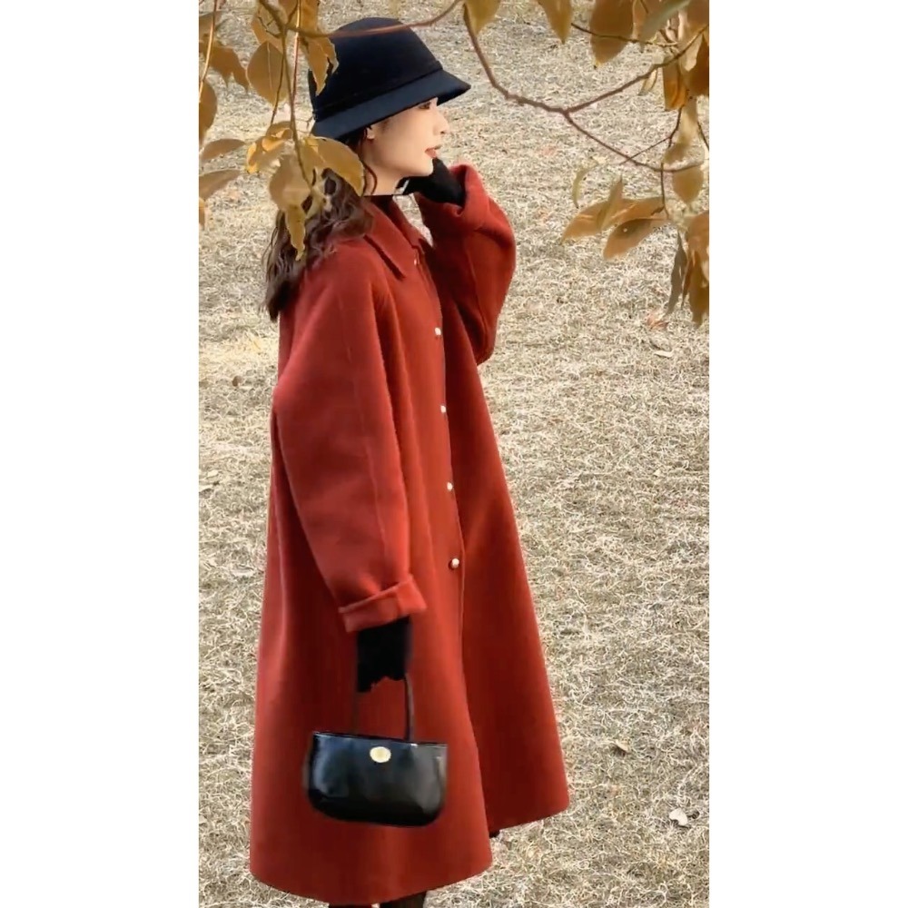 復古金釦羊毛大衣-細節圖3