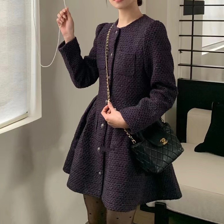 立領羊毛洋裝-領片、袖口可拆-細節圖2