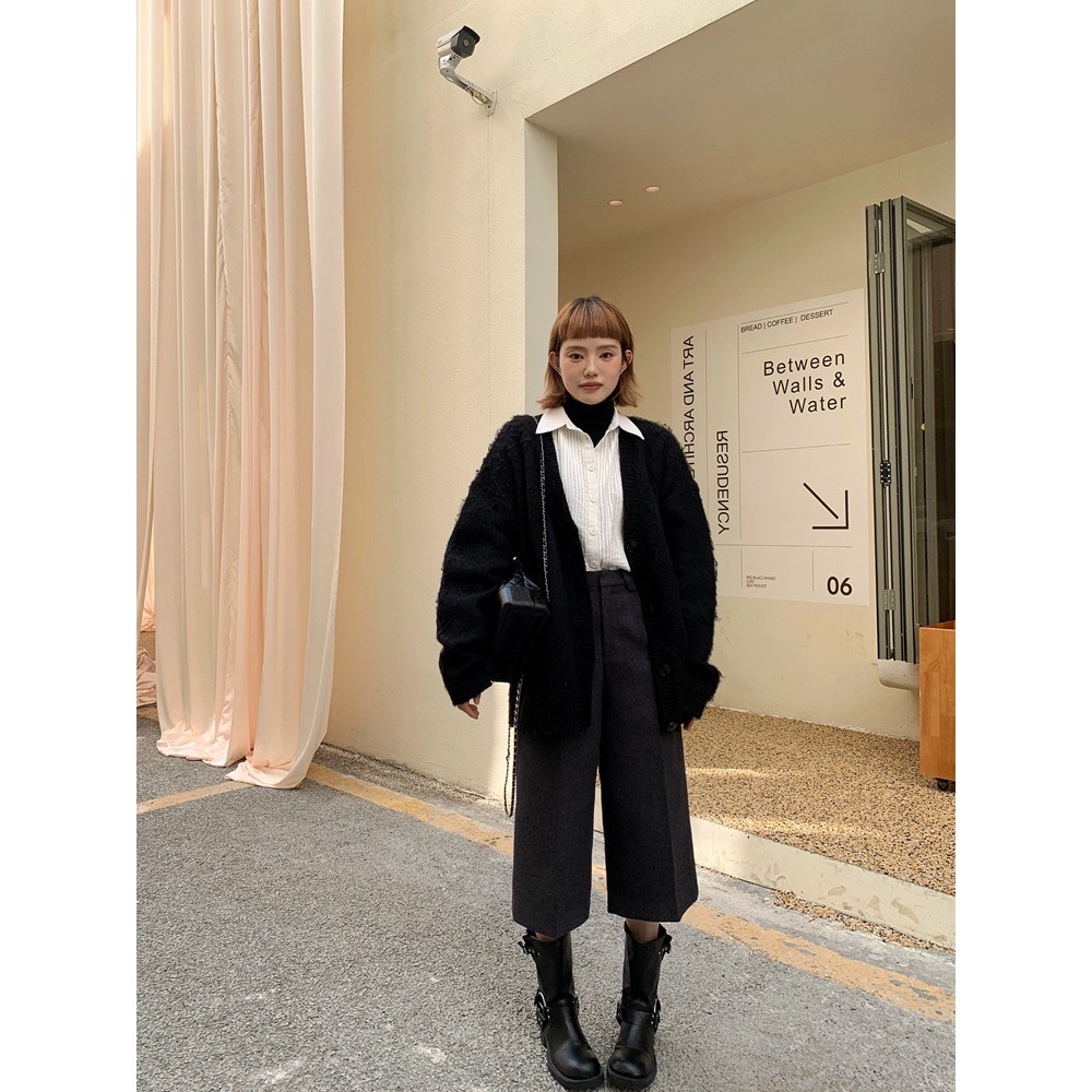 馬海毛V領針織外套（含羊毛）-細節圖4