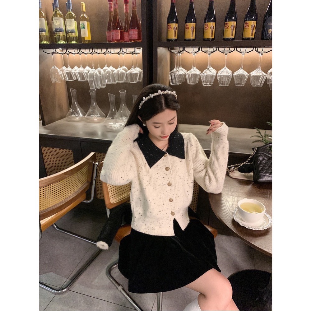 撞色針織上衣-細節圖2