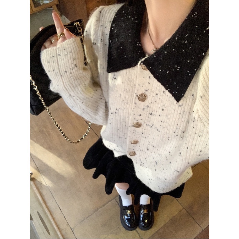 撞色針織上衣-細節圖4