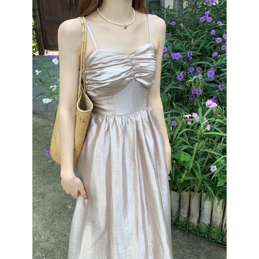 桃心領珠光洋裝-兩色｜TIAMTIAM-細節圖4