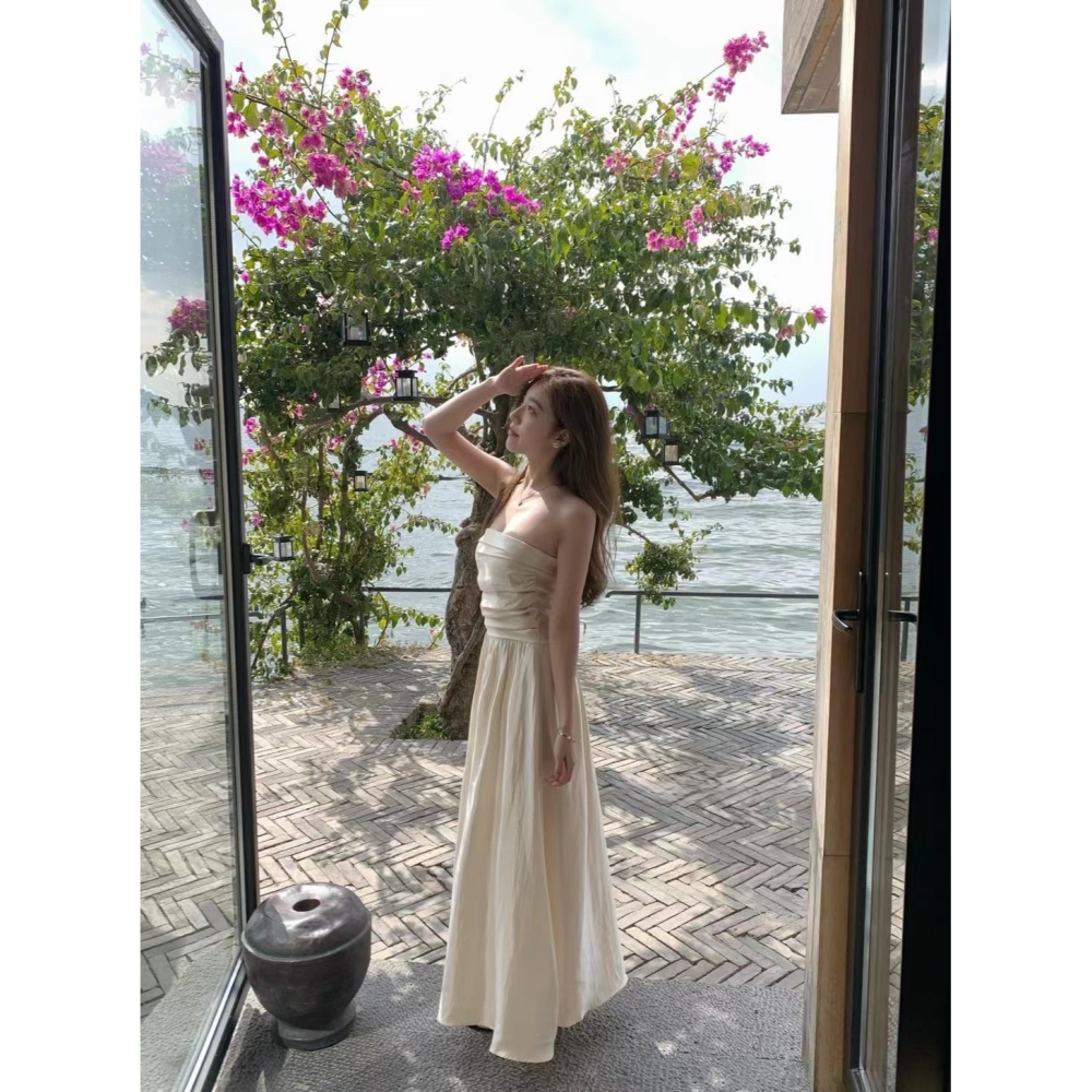 皺褶珠光洋裝-兩色｜TIAMTIAM-細節圖6