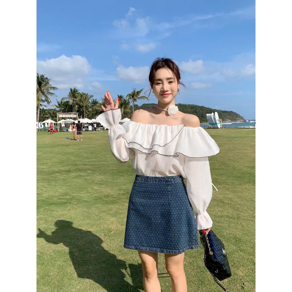 玫瑰綁繩一字上衣-三色｜TIAMTIAM-細節圖3