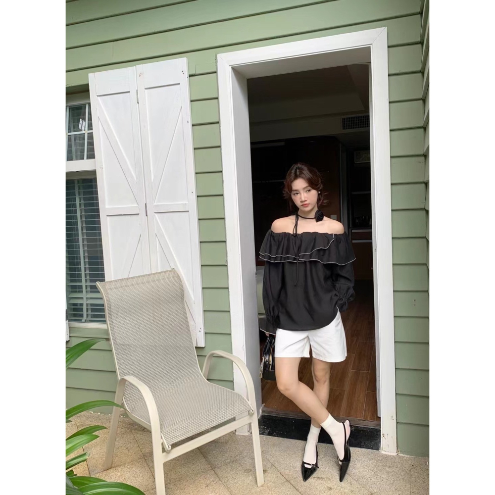 玫瑰綁繩一字上衣-三色｜TIAMTIAM-細節圖7