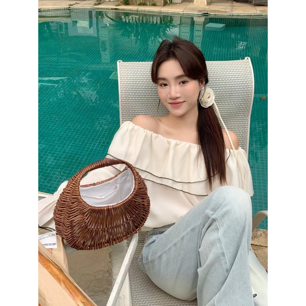 玫瑰綁繩一字上衣-三色｜TIAMTIAM-細節圖8