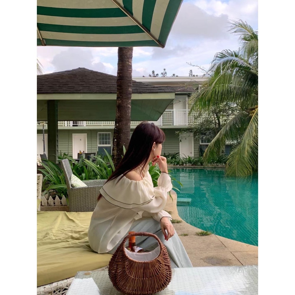 玫瑰綁繩一字上衣-三色｜TIAMTIAM-細節圖9