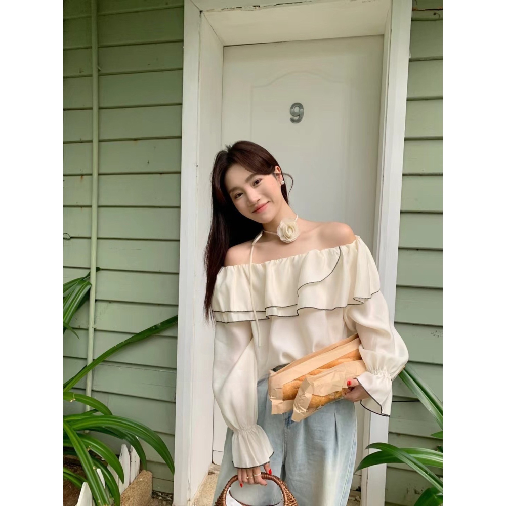 玫瑰綁繩一字上衣-三色｜TIAMTIAM-細節圖10