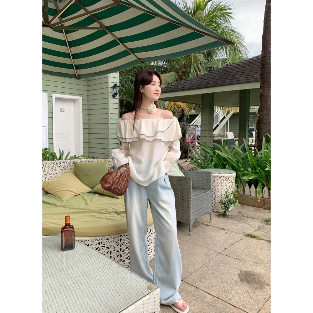 玫瑰綁繩一字上衣-三色｜TIAMTIAM-細節圖11