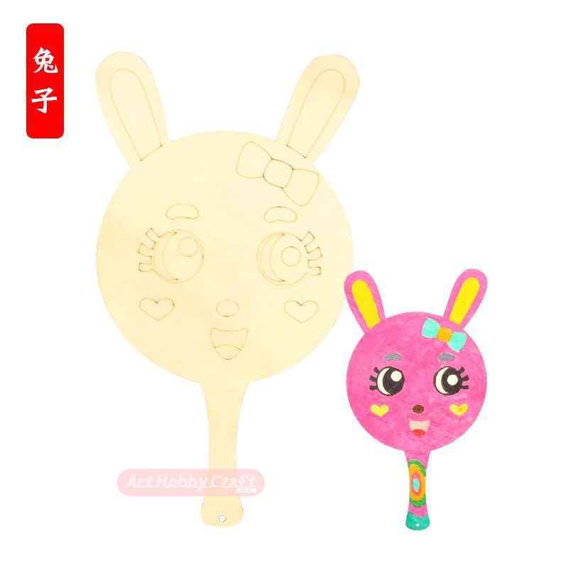 卡通彩繪大木扇︱送彩圖 空白填色扇 親子 幼兒園 安親班 DIY 繪畫 木質扇 填色 團扇 塗鴉 彩繪【質量手作坊】-規格圖11