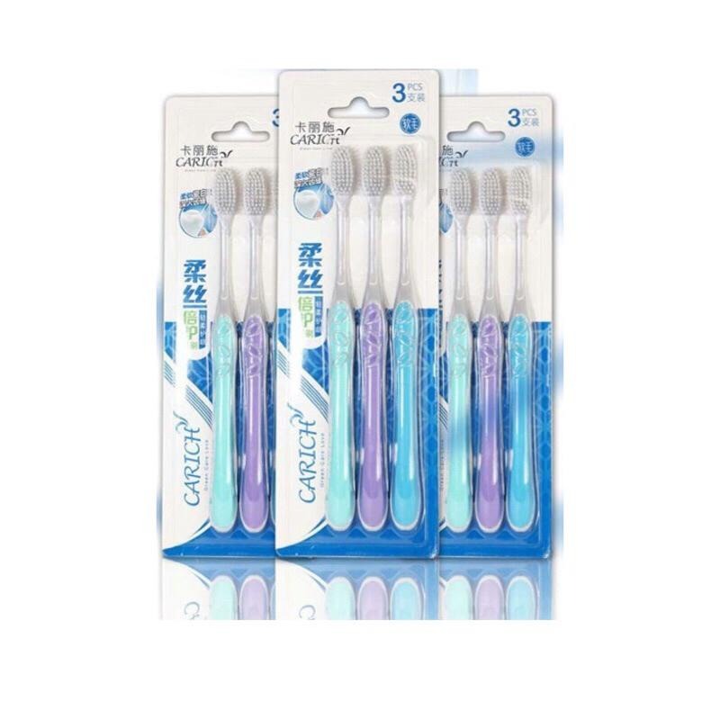 【綠葉】 卡麗施／柔絲倍護牙刷3支裝軟毛細毛牙刷-細節圖2