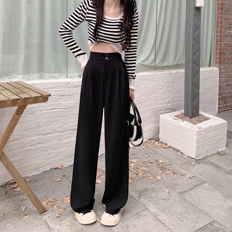 Beneddy韓妞垂感高腰雙釦西裝長褲 #後鬆緊-細節圖7