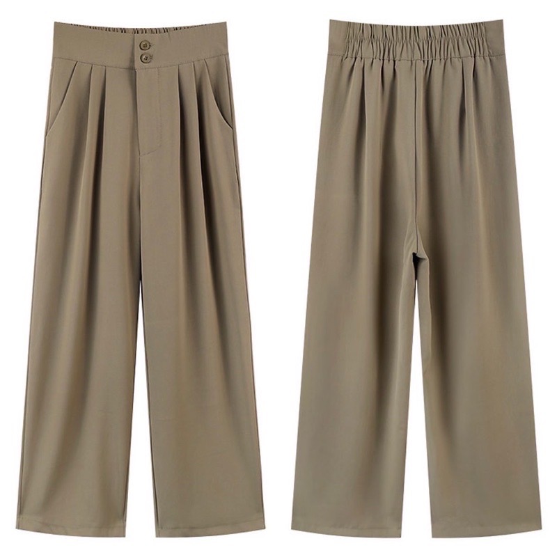 Beneddy韓妞垂感高腰雙釦西裝長褲 #後鬆緊-細節圖9