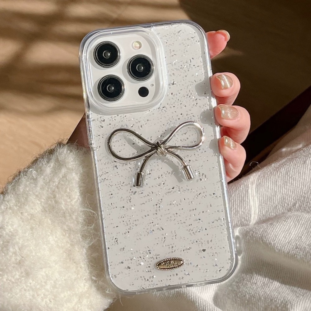 Beneddy🎀滴膠銀箔立體蝴蝶結iPhone手機殼-細節圖2