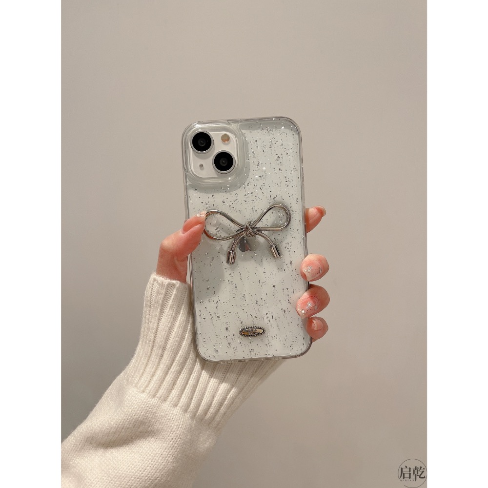 Beneddy🎀滴膠銀箔立體蝴蝶結iPhone手機殼-細節圖3
