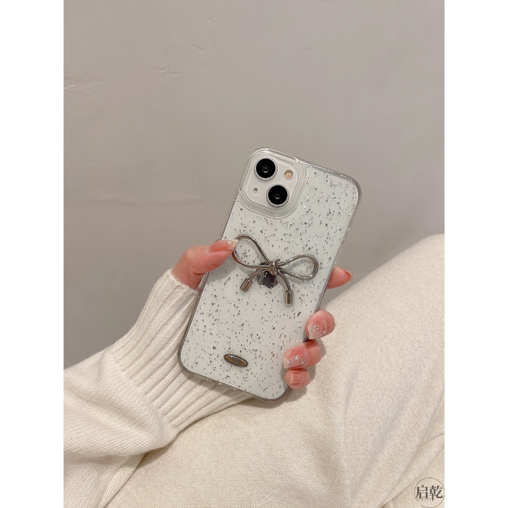 Beneddy🎀滴膠銀箔立體蝴蝶結iPhone手機殼-細節圖4