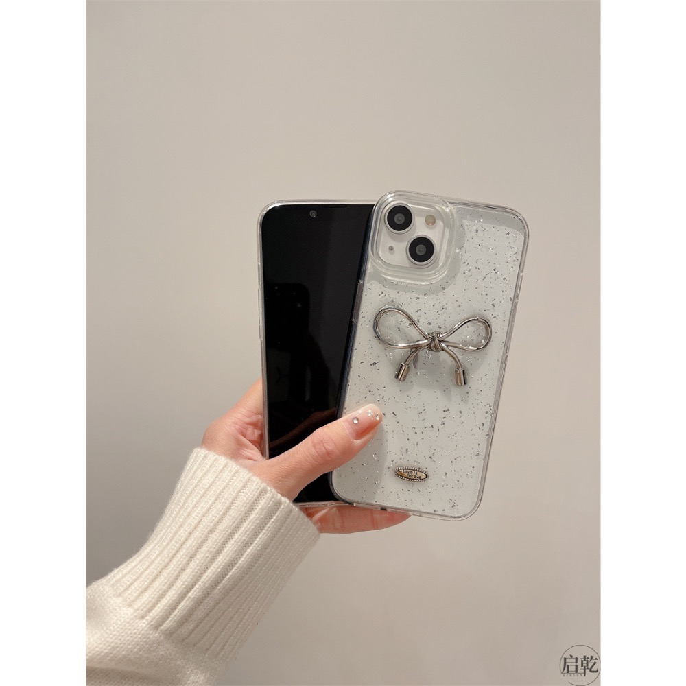 Beneddy🎀滴膠銀箔立體蝴蝶結iPhone手機殼-細節圖7