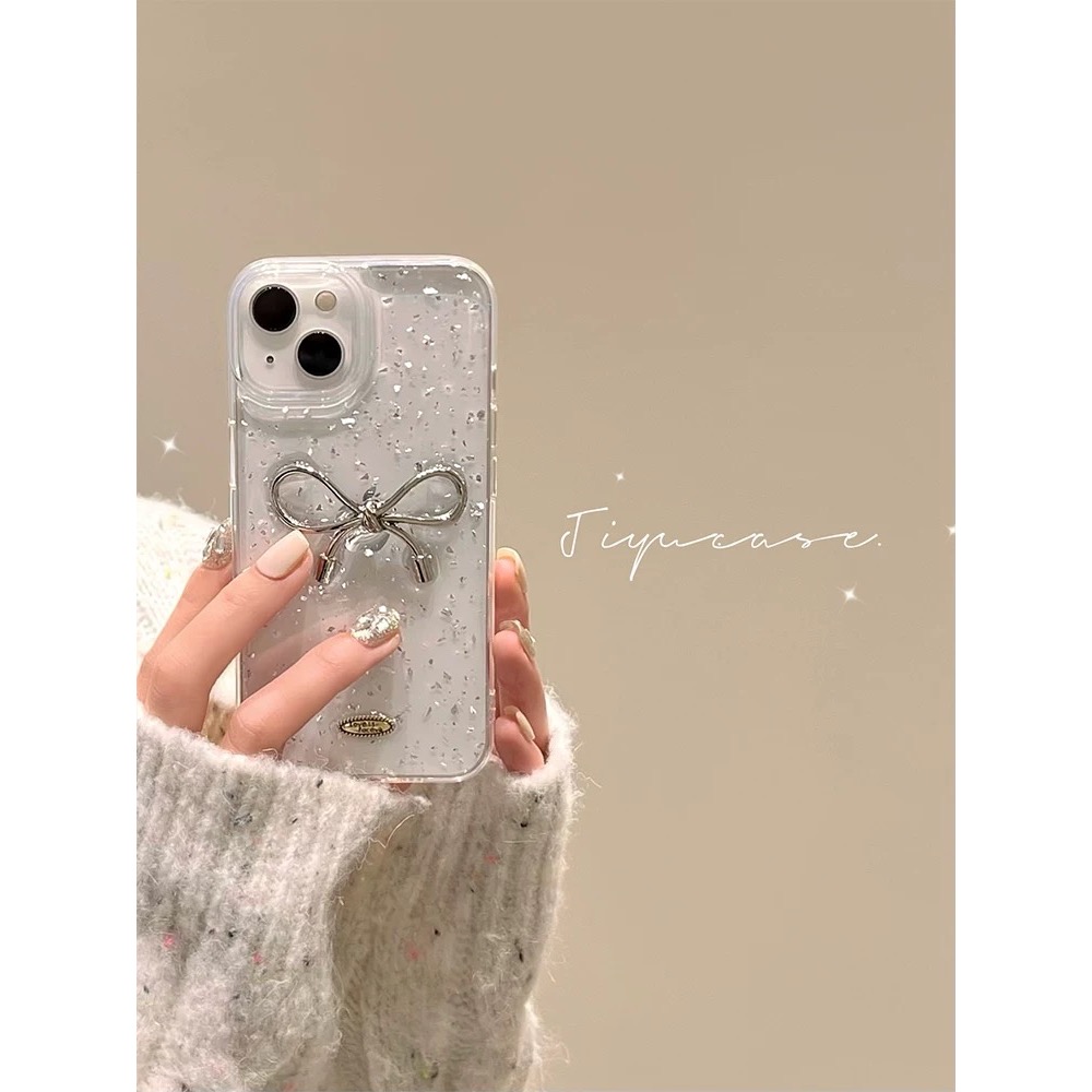 Beneddy🎀滴膠銀箔立體蝴蝶結iPhone手機殼-細節圖8