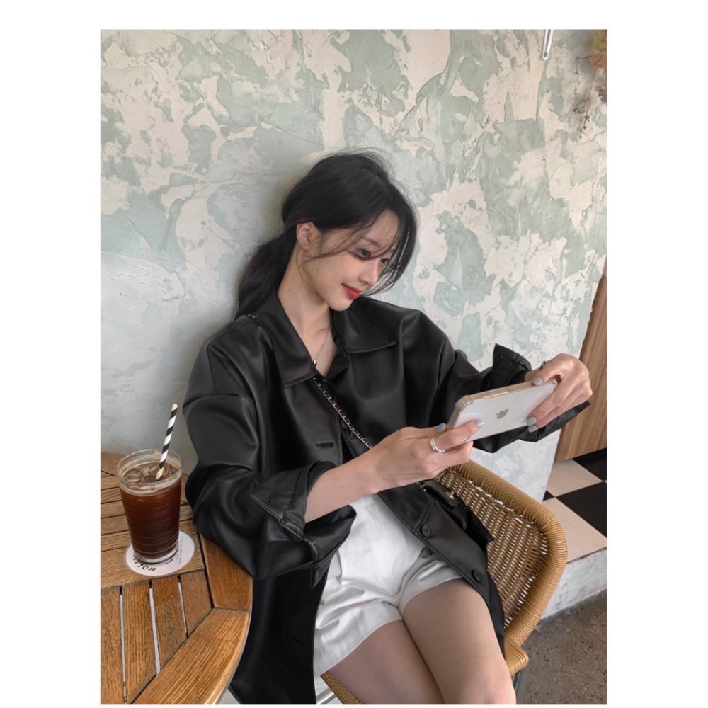 Beneddy韓國🇰🇷自帶女王氣場 翻領皮衣外套-細節圖7