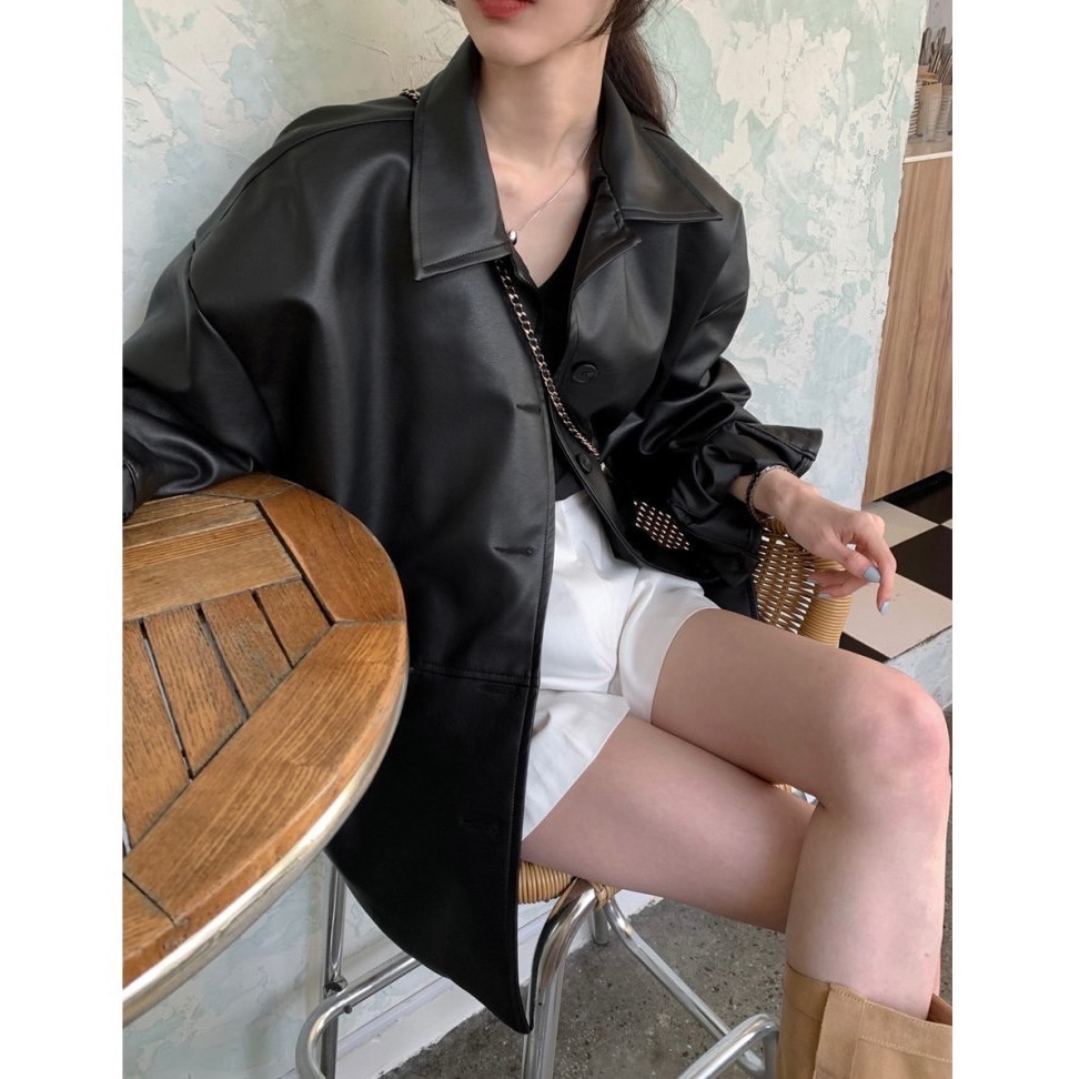 Beneddy韓國🇰🇷自帶女王氣場 翻領皮衣外套-細節圖9