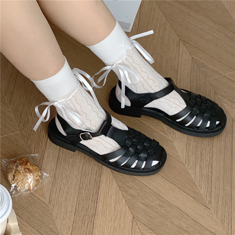 韓妞網眼薄透甜美蝴蝶結中長襪-細節圖9