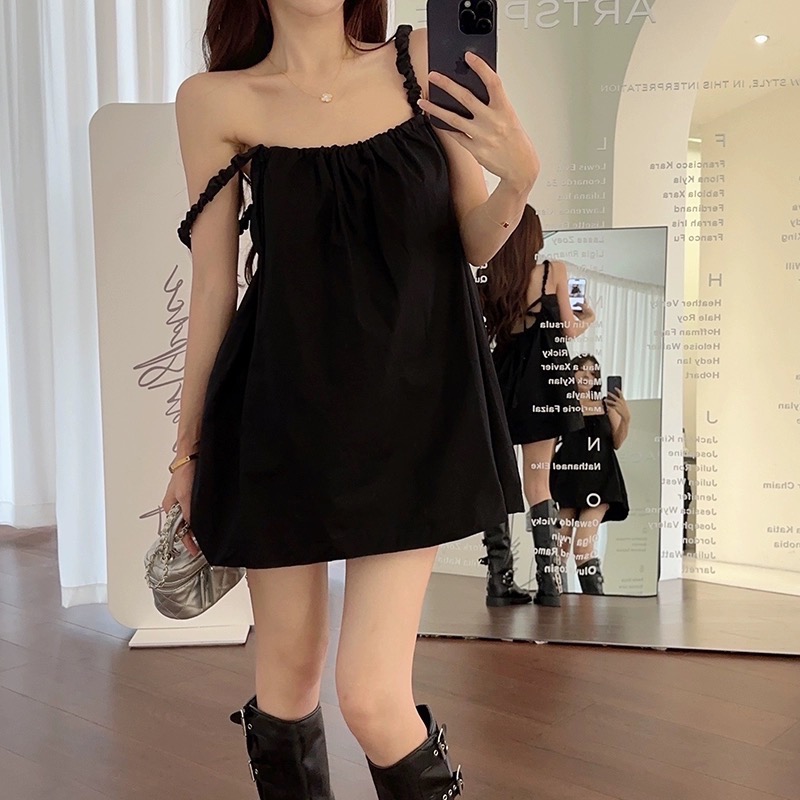 海邊度假風露背綁帶蝴蝶結吊帶裙-細節圖7