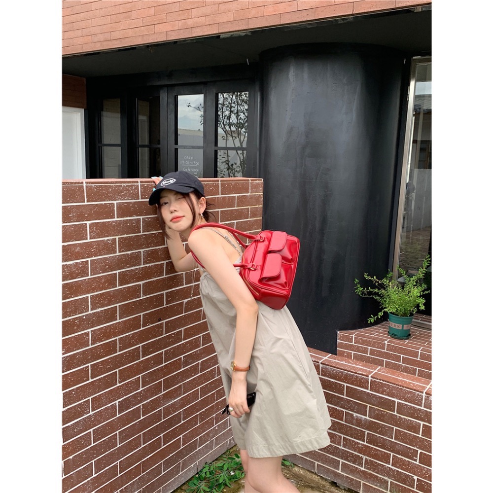 ིྀ 韓國氣質露背系帶褶皺吊帶連體褲-細節圖6