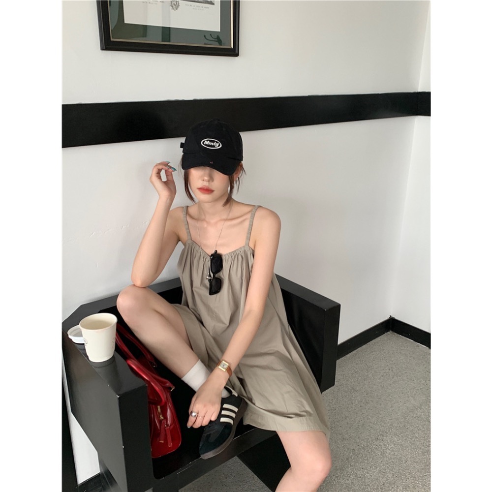 ིྀ 韓國氣質露背系帶褶皺吊帶連體褲-細節圖8