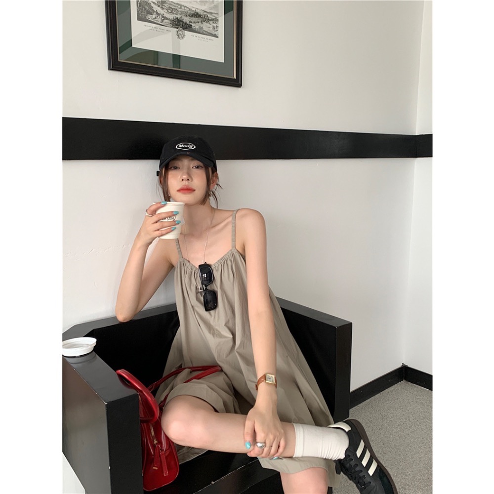 ིྀ 韓國氣質露背系帶褶皺吊帶連體褲-細節圖9