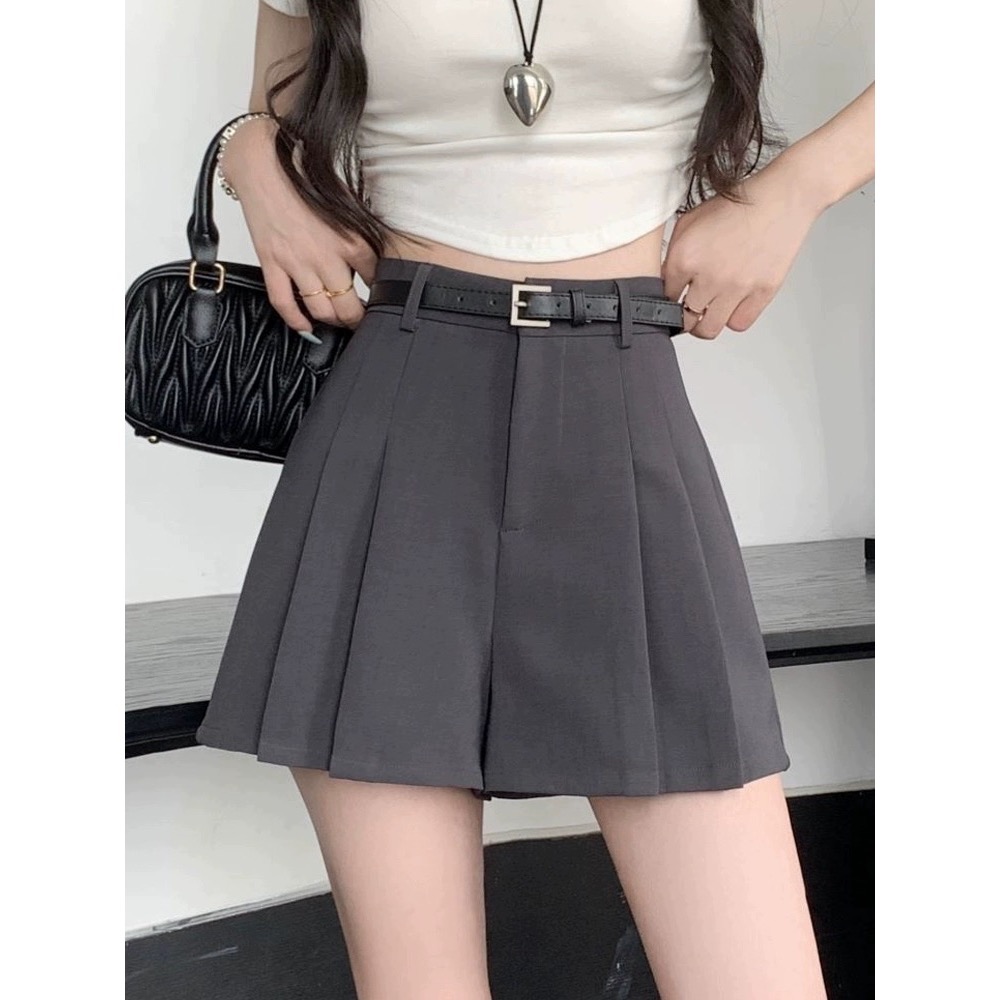 Beneddy西裝式皮帶扣百摺短褲裙 #送皮帶-細節圖5