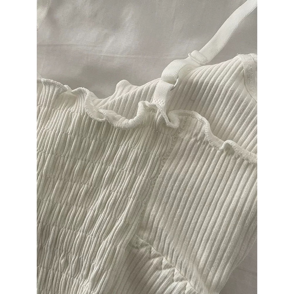 一衣兩穿｜辣妹心機卷邊褶皺吊帶背心 #帶胸墊🐻-細節圖3