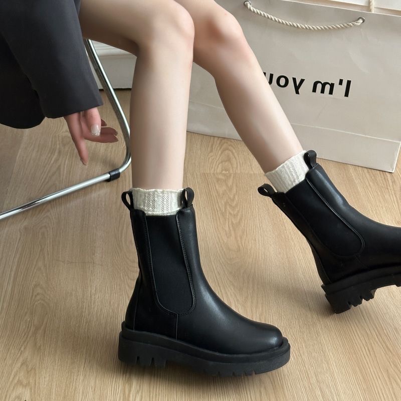 Beneddy必買🔥顯瘦 厚底切爾西靴瘦瘦馬丁靴-細節圖11