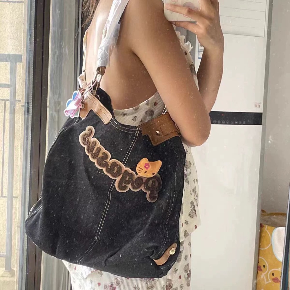 黑皮KT百搭大容量撞色斜挎推特包-細節圖3