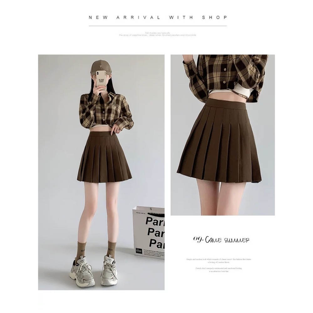 韓國超顯瘦A字毛呢百褶裙 內連安全褲-細節圖3