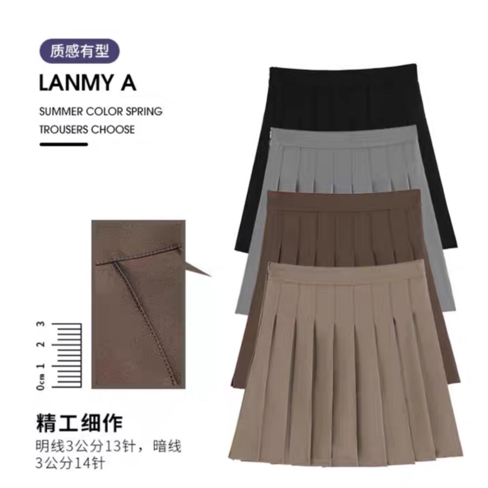 韓國超顯瘦A字毛呢百褶裙 內連安全褲-細節圖10