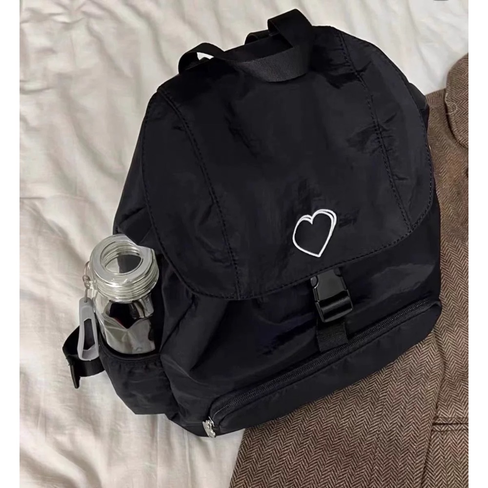 韓國愛心休閒大容量尼龍雙肩包-細節圖6