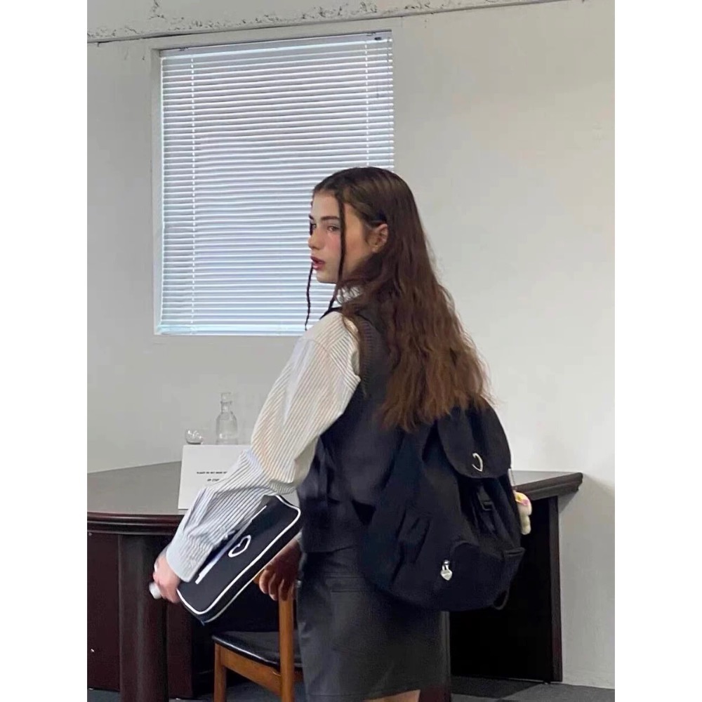 韓國愛心休閒大容量尼龍雙肩包-細節圖11